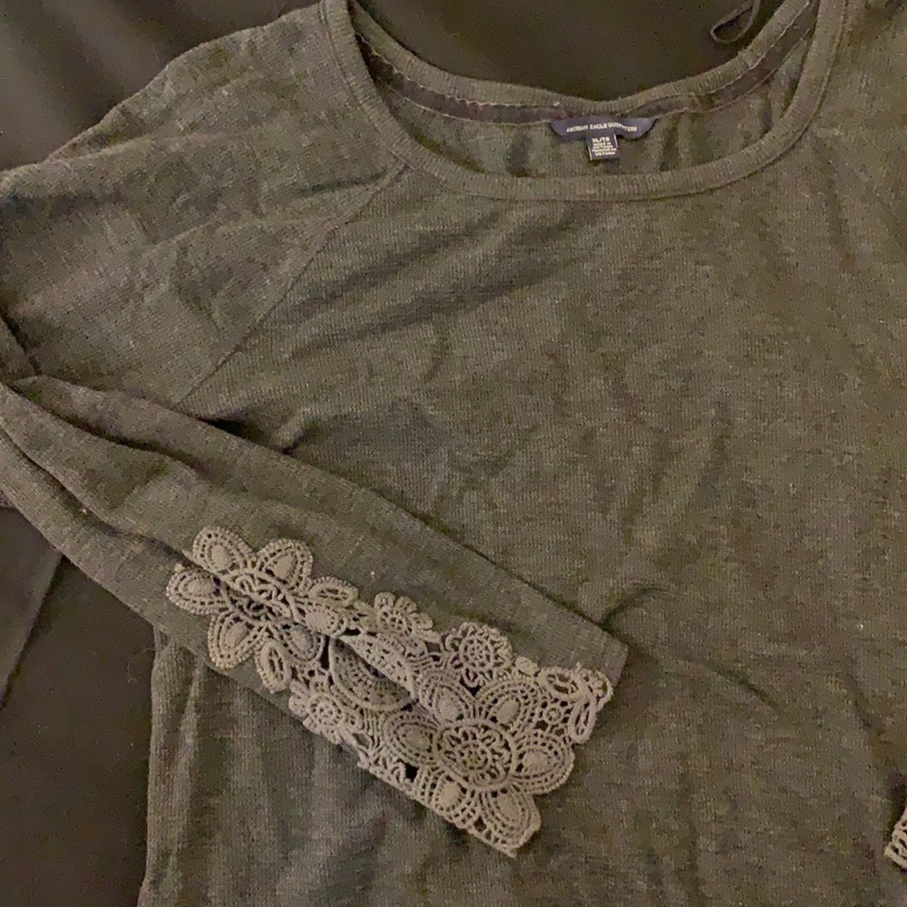XL LACE GRET SWEATER SHIRT